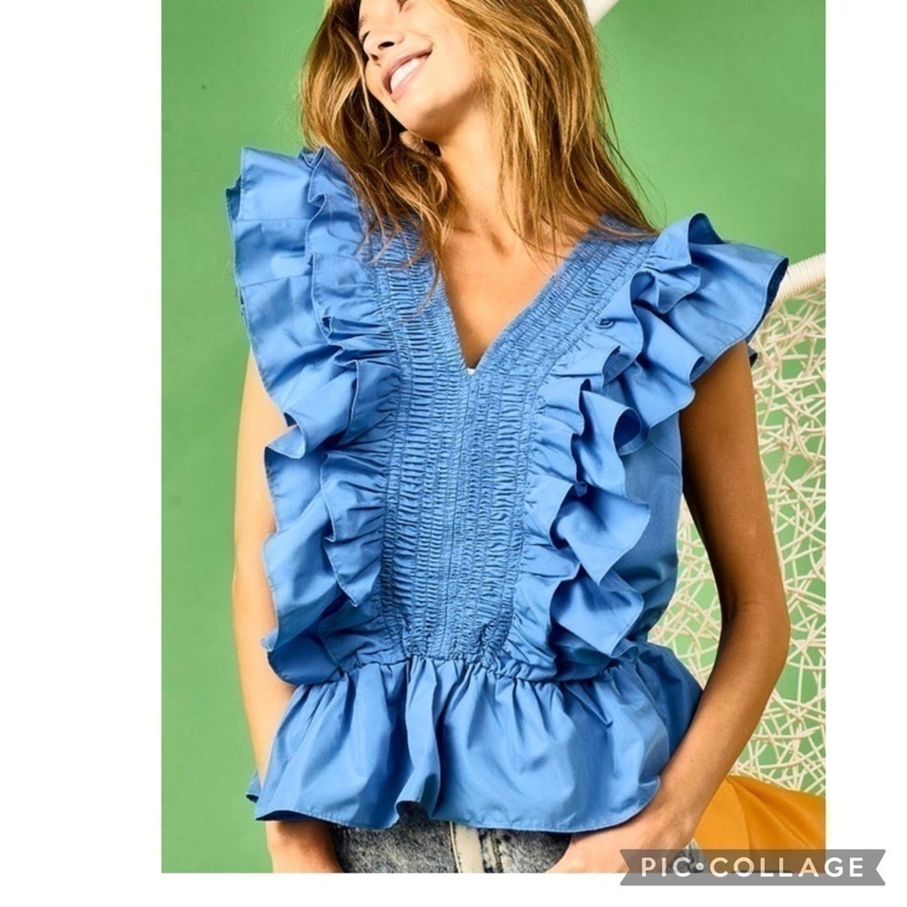 Black Ruffled Top - Picture 4 of 5